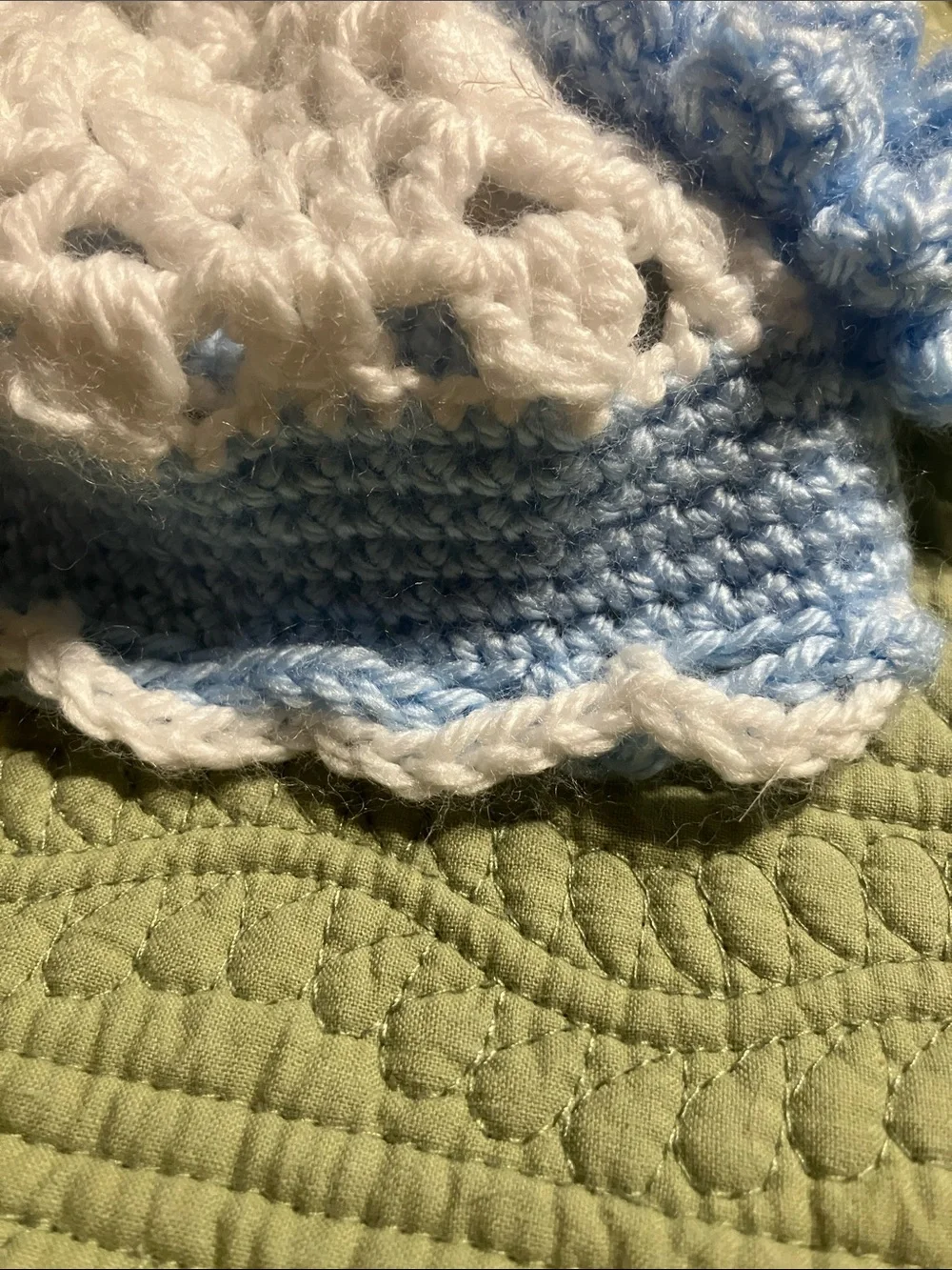 Handmade crocheted hat with flower embellishment 18” circumference